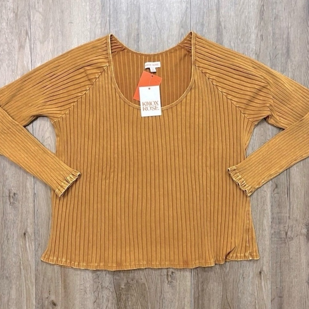 NEW Knox Rose Ribbed Shirt Womens Long Sleeve Boho Y2K Classic Plus Size 2X NWT